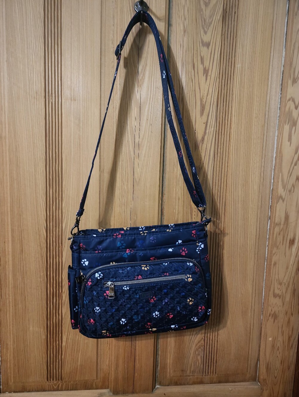 NWOT Lug Shimmy SE Boho Navy Blue Quilted Paw Print Crossbody RFID Bag Purse